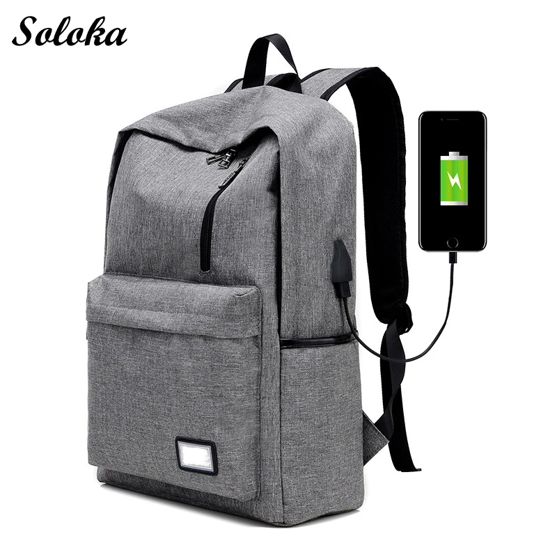 

2019 Men Nylon Backpacks USB Charging Backapcks School Backpack Bags Laptop Computer Bags Vintage Casual Rucksack Travel Bags