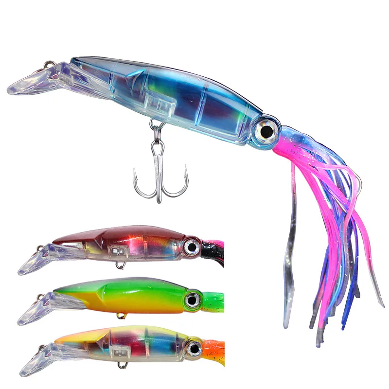 1pcs Hard Fishing Lure Fish Bait 14cm/43g 4 Color Squid High Carbon Steel Hook Octopus Crank For Artificial Tuna Sea Allure Tool | Спорт и