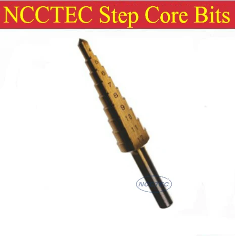 

step drill bits with titanium nitride coating FREE SHIPPING |high speed steel 6542/M2 Pagoda Drill Ladder Drill for holes 4-12mm