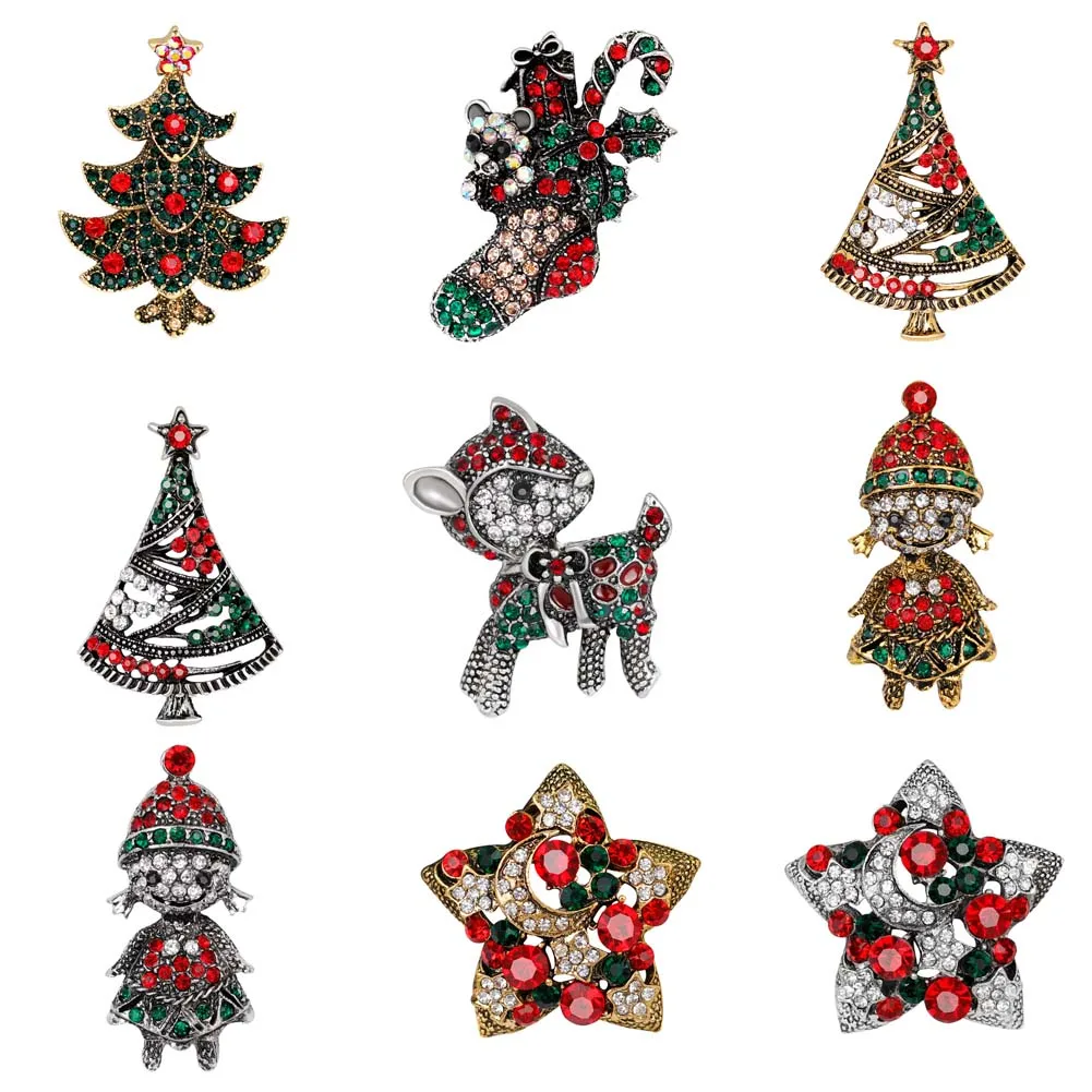 

Nice Red Shoe Boot Tree Animal Brooches Pins For Women Full Rhinestones Christmas Brooches For The New Year Christmas Gifts