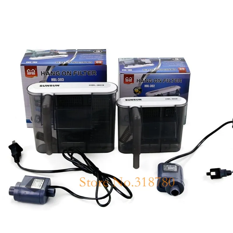 

S/L SUNSUN 3W 350L/H Silent Aquarium External Hang On Waterfall Filter Fish Tank Water Circulation Hanging Filter HBL302 HBL303
