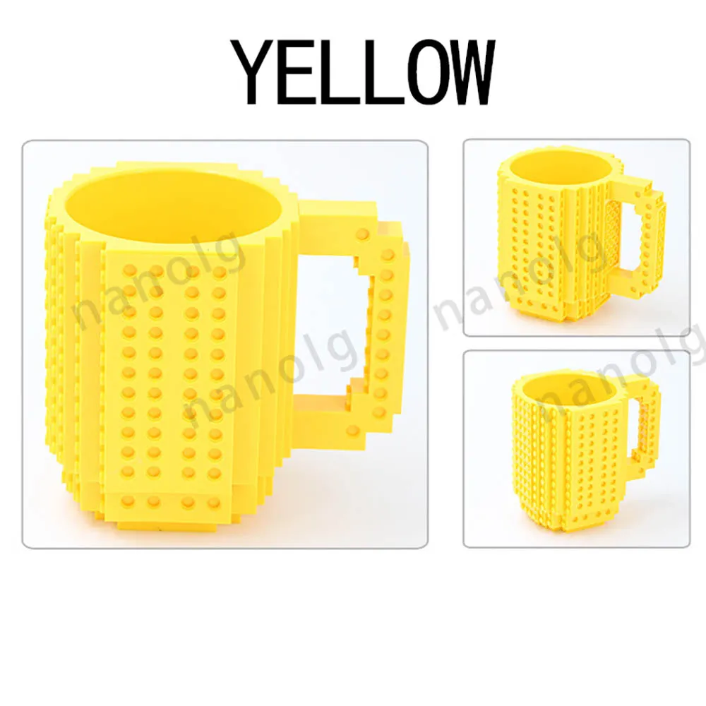 WTCABROE 330 мл креативная посуда для напитков Сделай Сам блок головоломка день рождения HD кружки в собранном виде строительные блоки кирпичного типа кофейная чашка кружка - Цвет: yellow