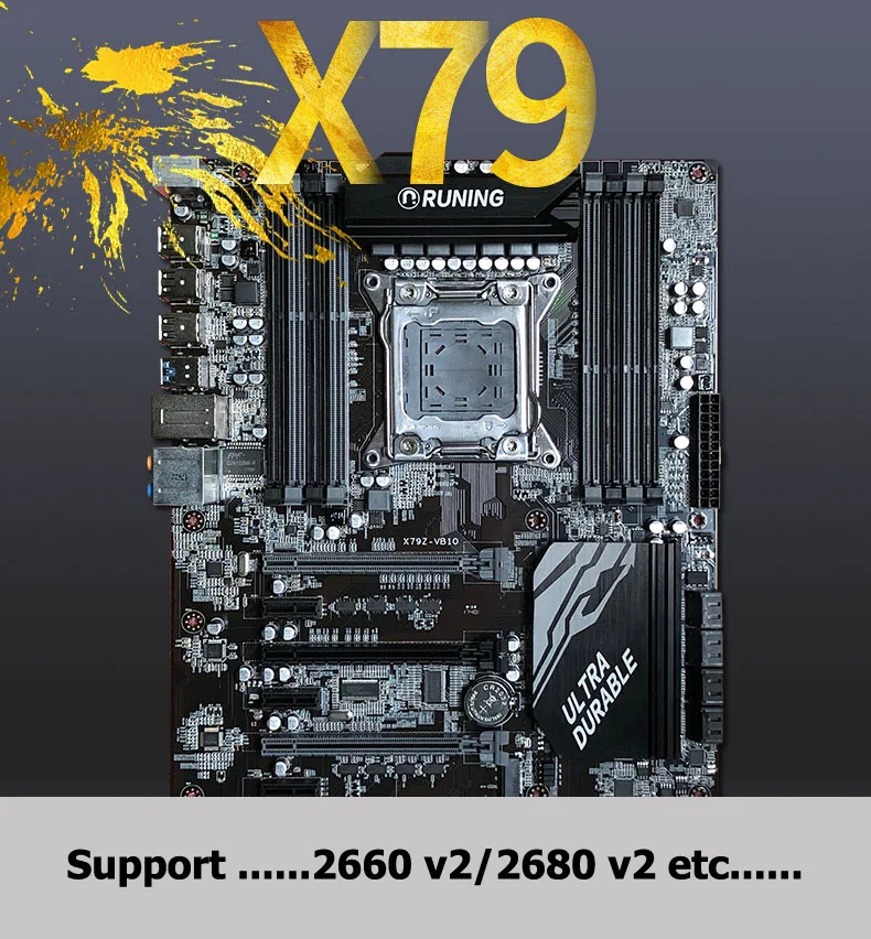 Discount motherboard with 8 DDR3 RAM slots Runing Super X79 LGA2011 motherboard with 4 SATA3.0 ports 4 PCI-E x16 slots mSATA