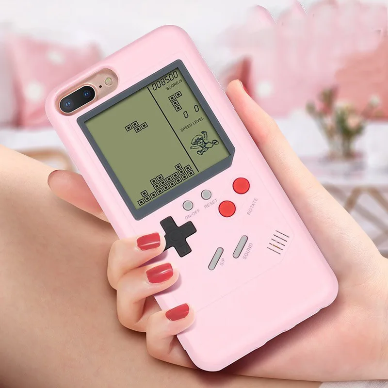 

Retro GB Gameboy Tetris Phone Cases For iPhone 6 6s 7 8 Plus Soft TPU Can Play Blokus Game Console Cover For iPhone X XS XR Max