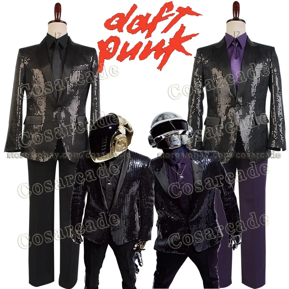 Daft Панк косплей костюм Искрящаяся куртка с блестками пальто наряд рубашка|cosplay
