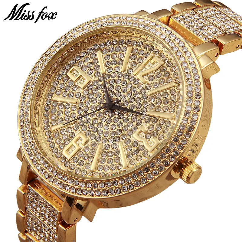 

MISSFOX Miss Fox Brand Quartz Wrist Watch Gold Luxury Women Watches Silver Waterproof Bracelet Ladies Watch Bayan Kol Saati