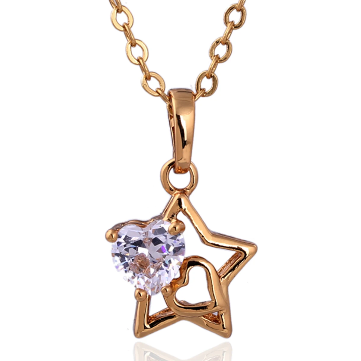 Star Shaped Gold Pendant Necklace with Austrian Zircon (Silver)-in ...