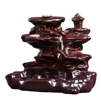 

Lofty Mountains And Flowing Water Backflow Incense Burner Chinese Style Traditional Smoke Waterfall Incense Holder +10pcs Cones