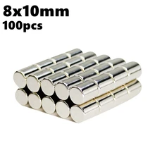 Magnetic Strong Cylinder Magnets Disc 8mm x 10mm 100pcs 8*10 NdFeB N35 Rare Earth Small Round Bar Neodymium Magnet