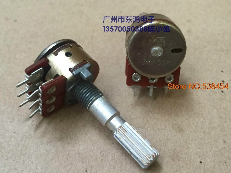 1PCS 16 double potentiometer switch MN100K with center positioning axis 30mm power amplifier balance | Обустройство дома