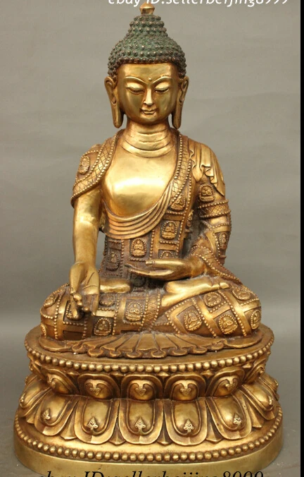 

20 Tibet Bronze Gilt Buddhism Amitayus Robe Shakyamuni Sakyamuni Buddha Statue