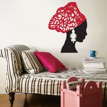 

African Woman Ethnic Salon Removable Vinyl Wall Sticker Decal Home Decor DIY Art Bathroom living room decorate