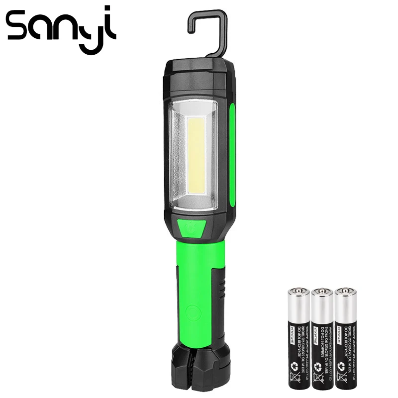 

SANYI 3800LM Flashlight Torch LED COB Portable Lantern Power by 3*AAA Battery Magnetic Hanging Hook Lamp For Outdoor