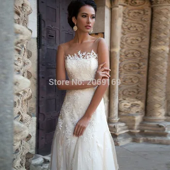 

Vestido De Casamento A line Wedding Dress O-neck Vintage Bridal Gowns Robe De Mariage Romantic Lace Wedding Dresses 2019 New