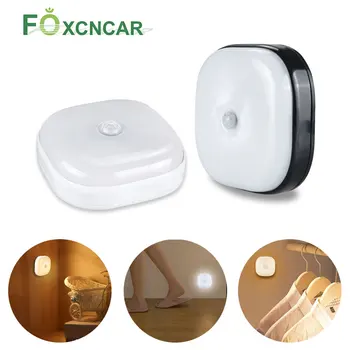 

Wireless LED PIR Motion Sensor Kitchen Cabinet Light Battery Lamp With Light Sensor Bajada De Cama Refrigerator Closet Lighting