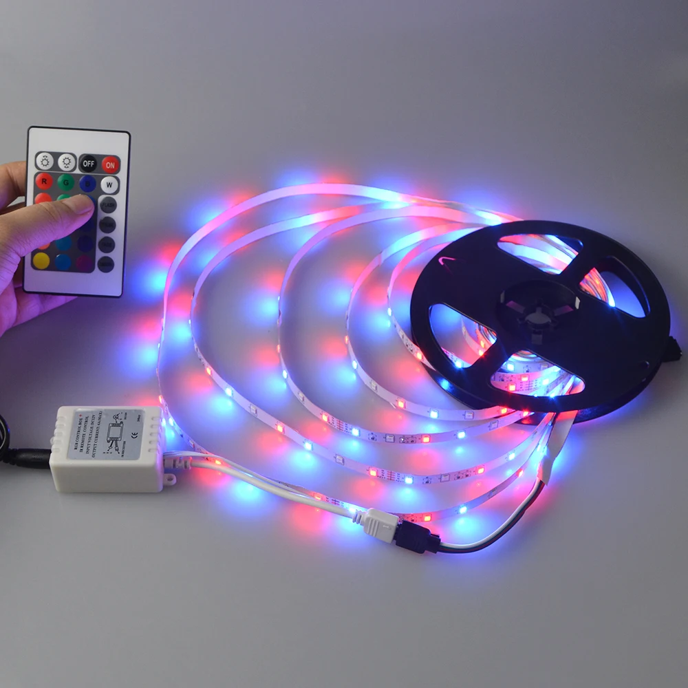 1 шт. RGB 2835 (3528) SMD Светодиодная лента 300 светодиодный s декоративная световая + 24Key ИК