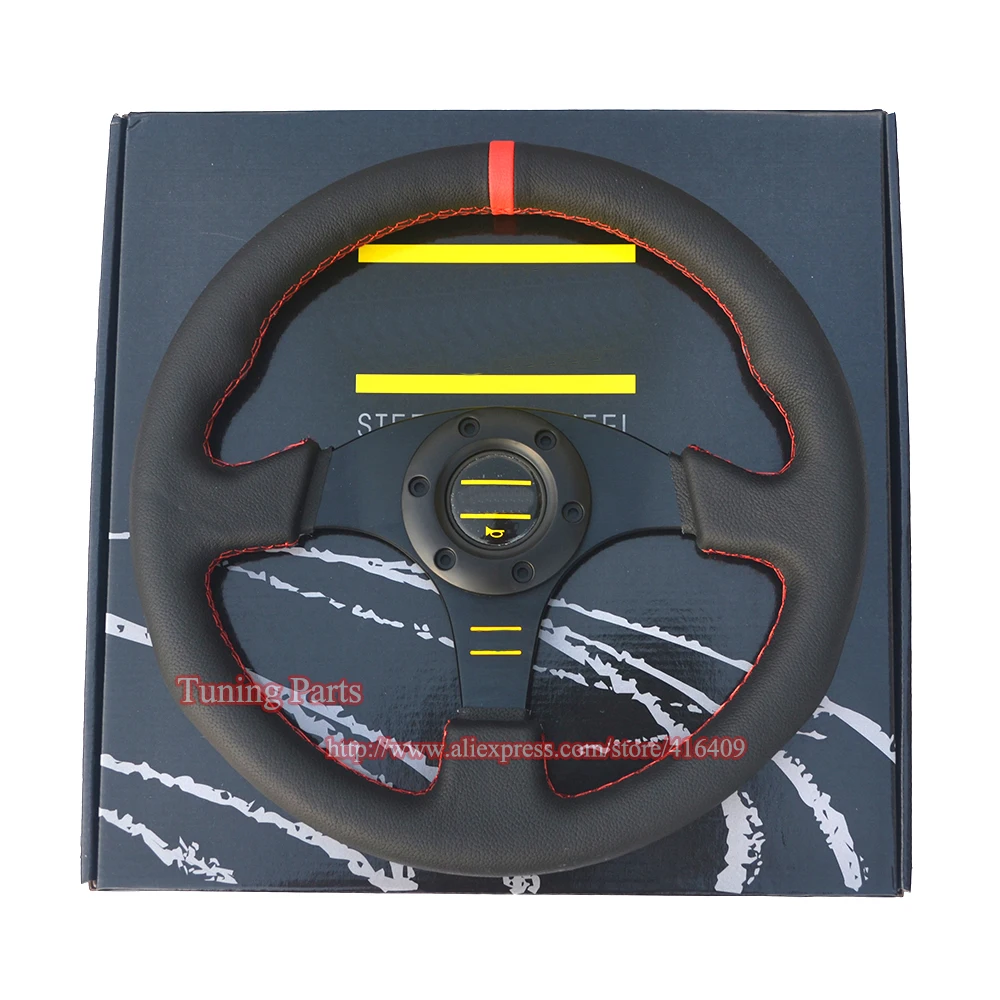 flat style leather car steering wheel game steering wheel 330mm (1)
