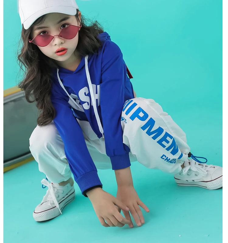 Toddler summer girls sets hip hop hoodie kids  dance costumes jazz summer baby girls clothing set children's clothing 160 140 (12)