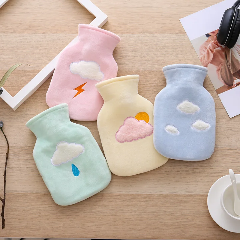 2Pcs In 1 Portable Water Hot Water Bottle Cute Cartoon Warm Handbags