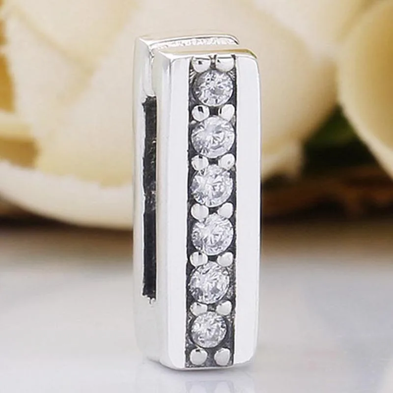 

New 925 Sterling Silver Bead Charm Reflexions Timeless Sparkle Clip With Crystal Beads Fit Pandora Bracelet Bangle Diy Jewelry
