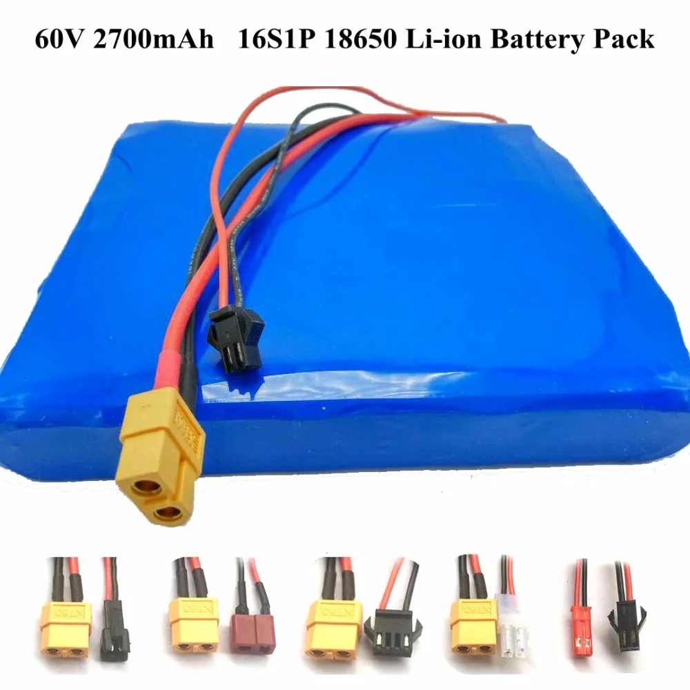 60V 2700mAh 16S 18650 литий-ионная аккумуляторная батарея Встроенный BMS литиевые батареи, используемые для электрических скутеров и скутеров