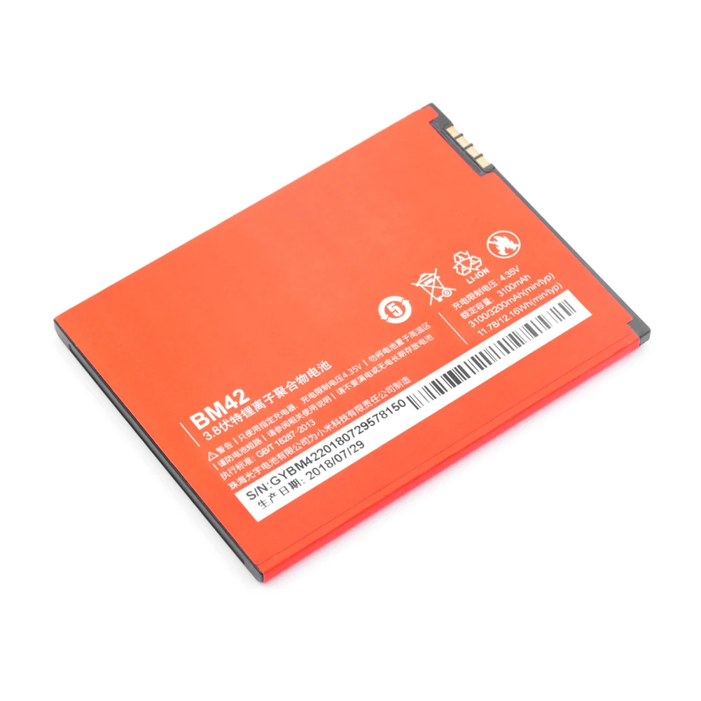 Литий ионный аккумулятор 3 8 в 3200 ма/ч сменный bm42 для xiaomi mi redmi note аккумуляторная