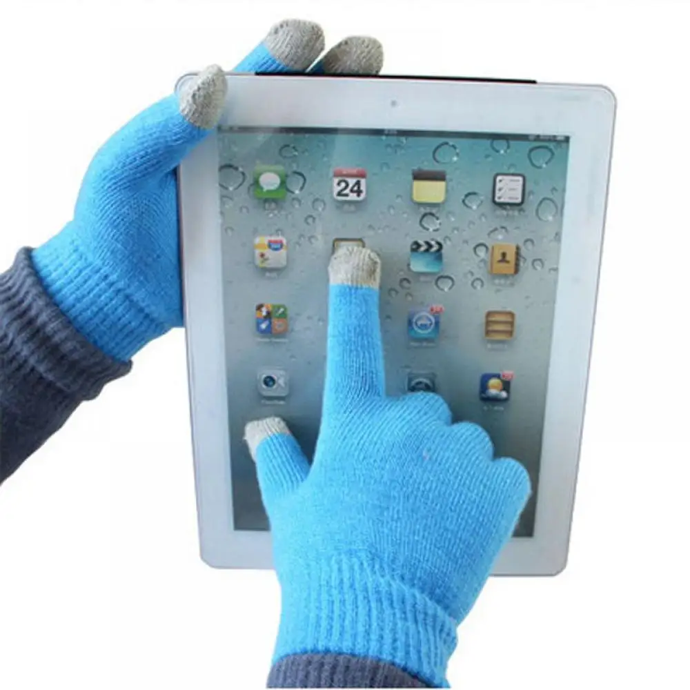 iPad Gants Taille unique Femmes Tricot {Bleu Clair} écran tactile téléphone iPhone 