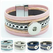 SE0133 модный простой кожаный многоярусный браслет с магнитной пряжкой подходит 18 мм застежка-молния
