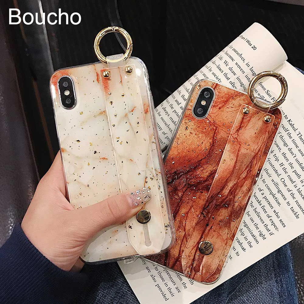 Чехол для телефона Boucho iphone XR X 6 6s 7 8 plus Модный мягкий чехол из золотой фольги с