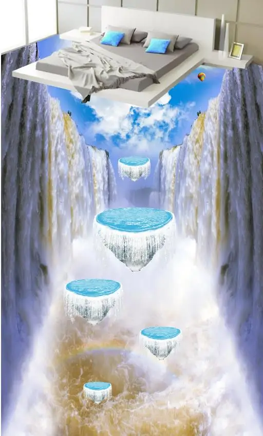 3D Floor Tiles Waterproof Wallpaper Sky falls Home Improvement Photo