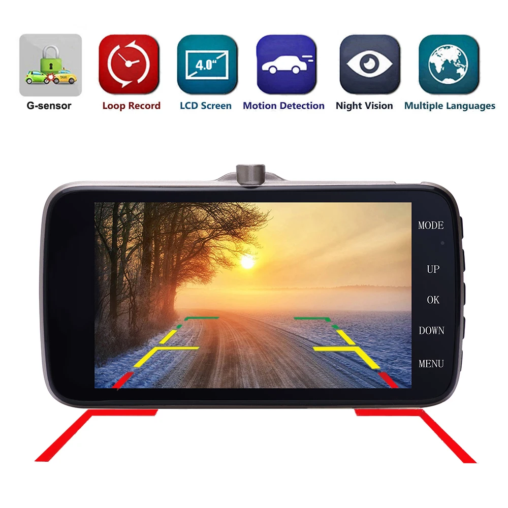  Podofo Novatek 96658 4.0 Inch IPS Screen Dual Lens Car DVR Camera Full HD 1080P Vehicle Video Recor
