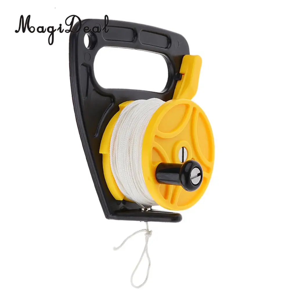 MagiDeal 150ft Scuba Dive Reel Cave/Wreck Diving Snorkeling Multi Purpose with Plastic Handle - White Line