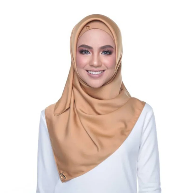 

Hot sale Satin silk square scarf hijab luxury scarves muslim headscarf solid women shinny polyester headband 90*90cm