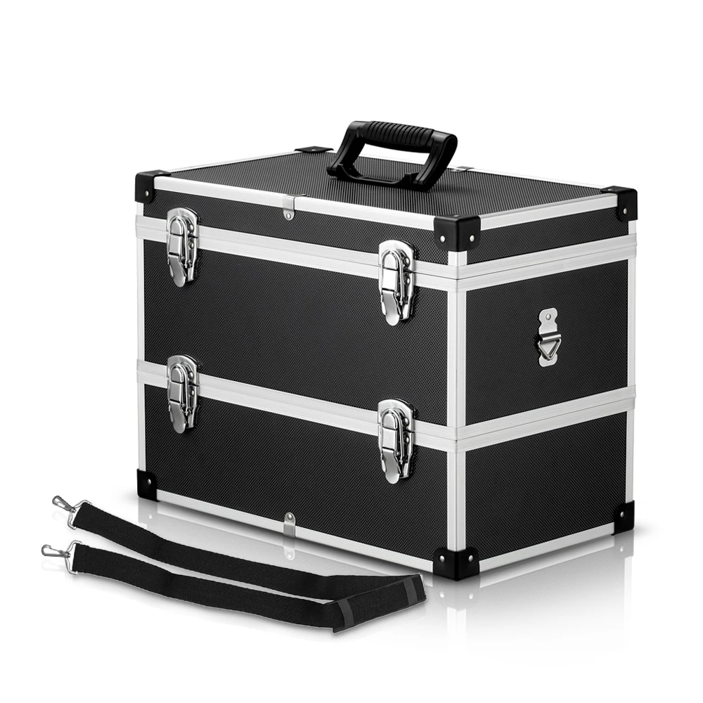 

iKayaa 2 Layer Storage Box Tool Hard Carrying Case Handle Strap Large Storage Container Fishing Tackle Storage Organizer
