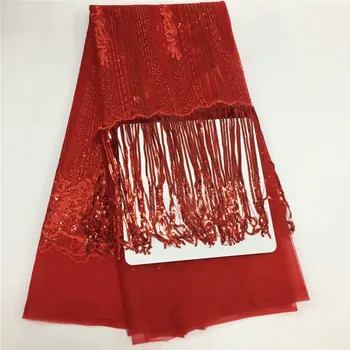 

Latest African Lace Fabric 2019 Embroidered Nigerian Laces Fabric Bridal High Quality Sequins French Tulle Lace Fabric fc65-1220