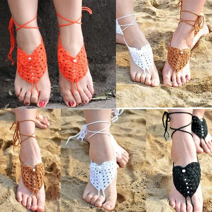 Crochet barefoot sandals,Brides shoes,Yoga,Beach wear,Anklet,Hippy boho chic.