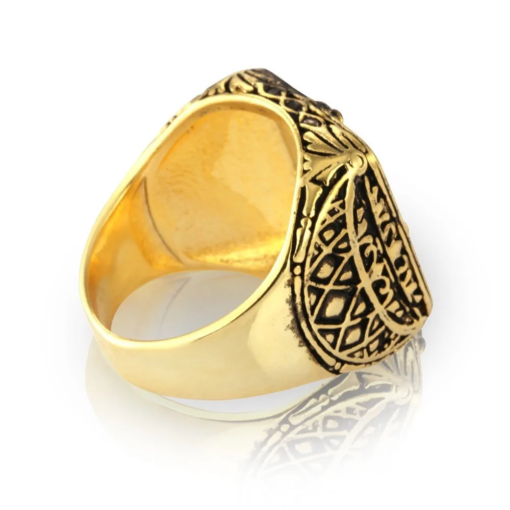 FDLK  Fashion Men's Signet Ring Russian Empire Double Eagle Rings For Male Punk Gold Color Arms Of The Russian Big Ring