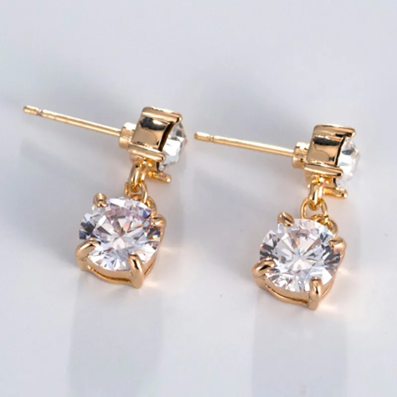 

Elegant and Charming Gold/Silver Color Crystal Stud Earrings with Geometric Zircon Stone for Girl Minimalist Jewelry Oorbellen