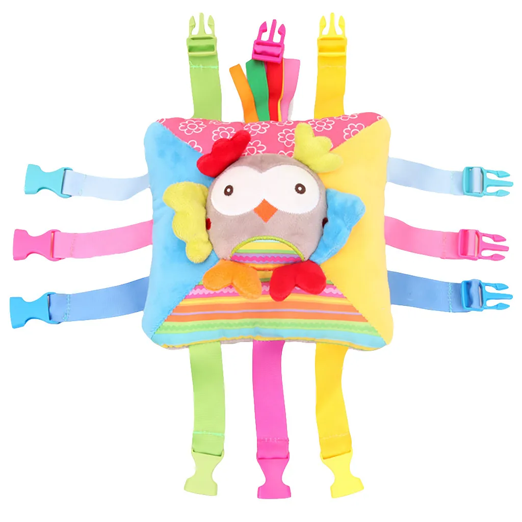 

High quality Newborn baby toys Animals Cartoon Soft Plush Buckle Toy With Bell Educational Toy Best gift to your child 2019