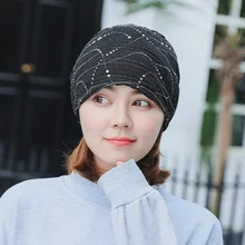 Женская Хлопковая шапочка с кружевной поверхностью, мягкая двухслойная Повседневная шапка HSJ88