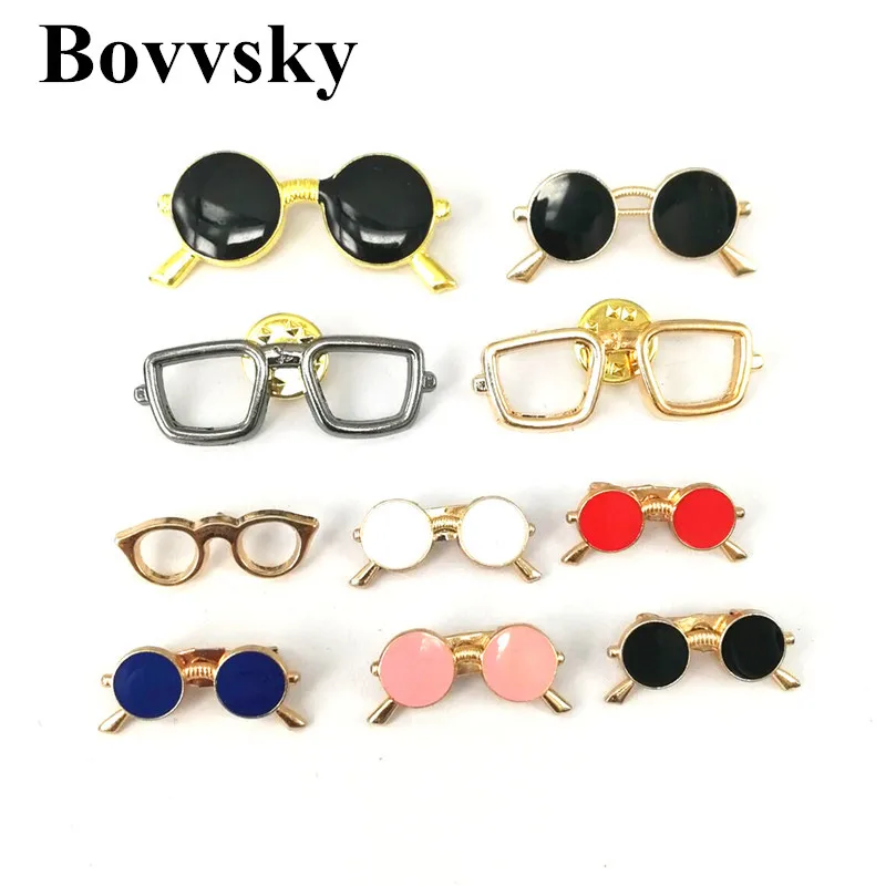 Bovvsky العصرية دبابيس دبوس بروشيه قميص بدلة التعادل كليب ودبابيس زر الجينز واللباس نظارات حقيبة الأعمال بسيطة الديكور