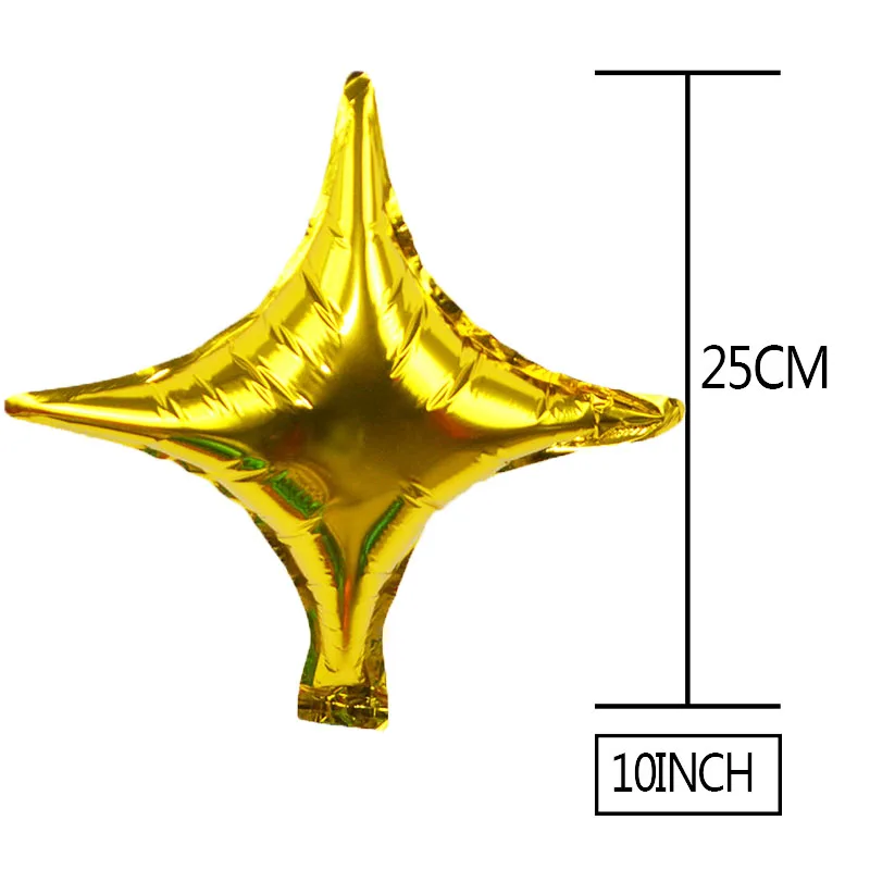 5 шт., 10 дюймов, 4 остроконечные Звездные воздушные фольгированные шары, золотые, серебряные, четырехгранные шары, гелиевые металлические шары для свадьбы/дня рождения