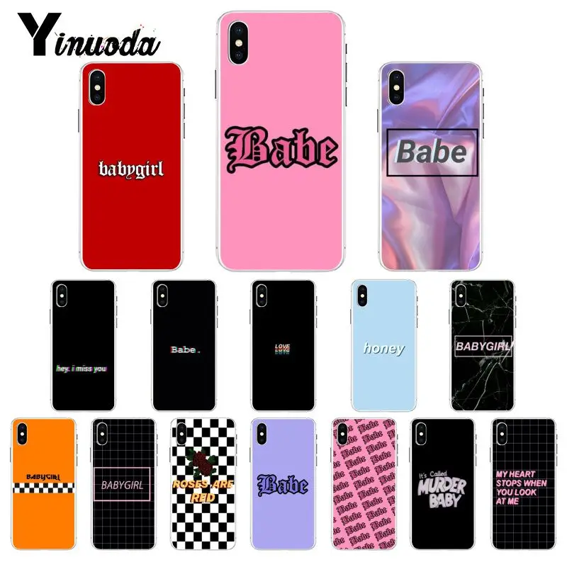 Yinuoda Babe babygirl honey line Text art чехол для iPhone X XS MAX 6 6s 7 7plus 8 8Plus 5 5S SE XR 10 11 pro max