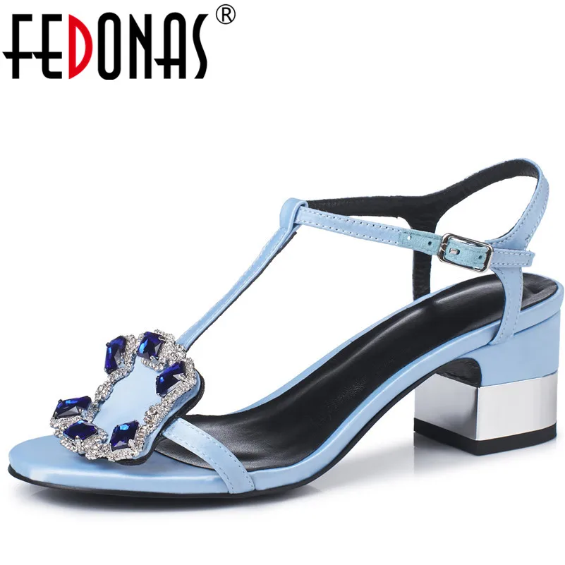

FEDONAS1New Arrival Women Ankle Strap Sandals Summer High Heels Shoes Woman Rhinestone Party Prom Silk Luxury Brand Design Pumps