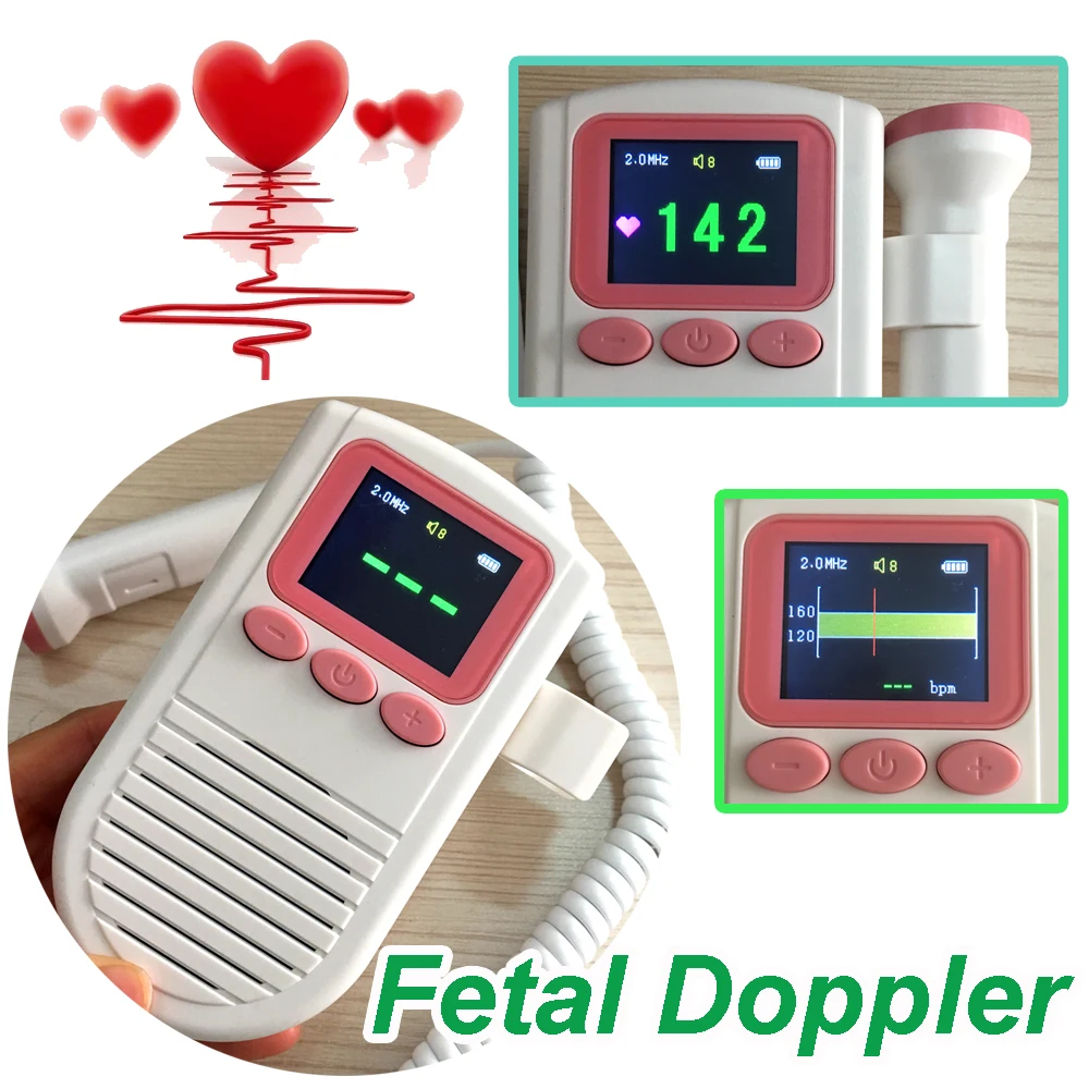 Ultrasonic Fetal Doppler Baby Fetal Heart Rate Monitor 2.0Mhz Probe with FHR Scalein Blood