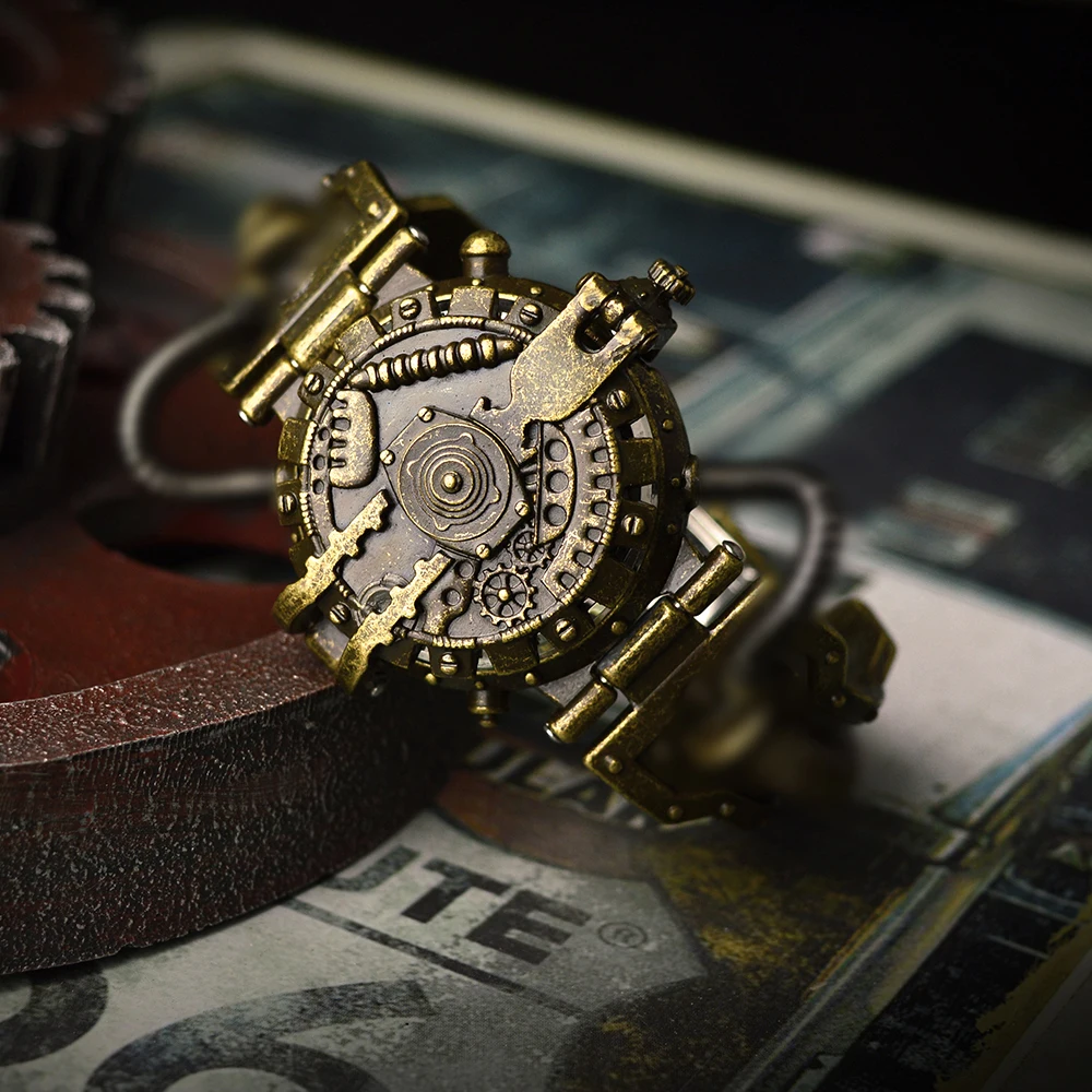 2018 New Punk Retro Quartz Wristwatches Stainless Steel Steampunk Gifts Watch