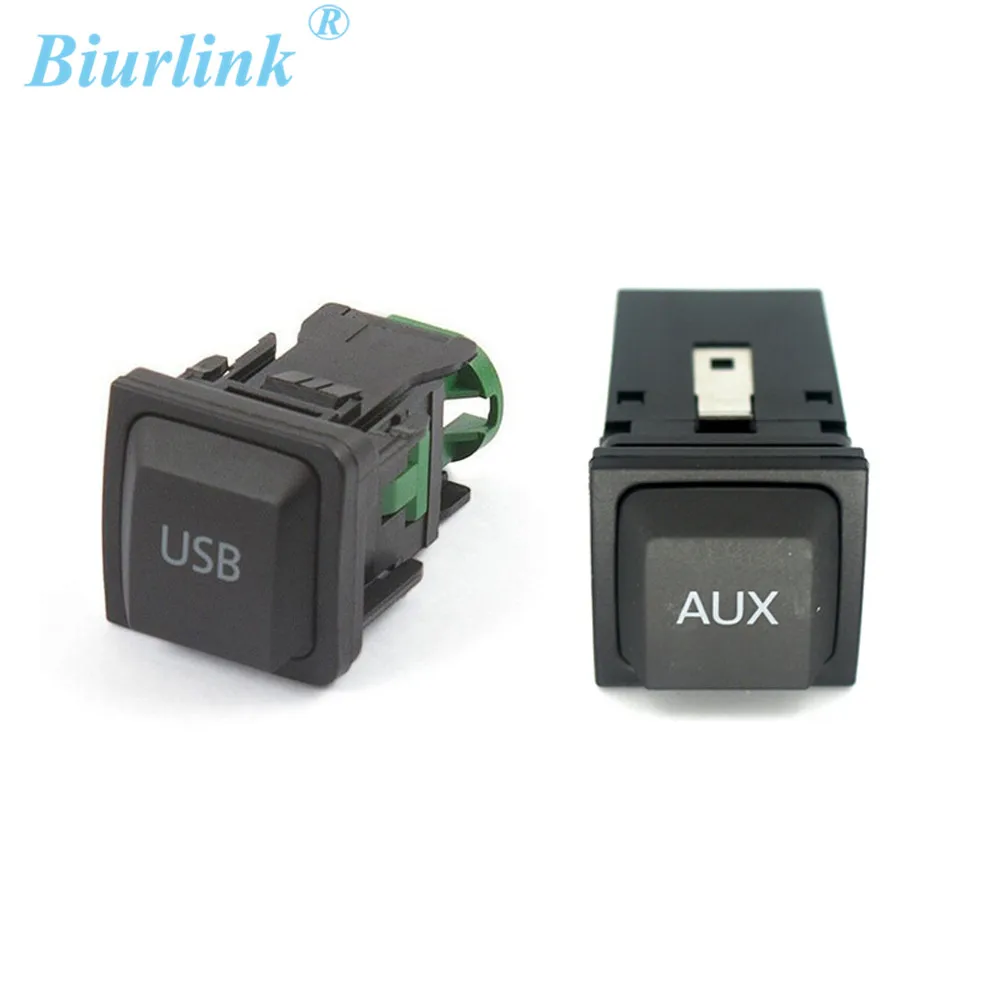 

Biurlink AUX USB Switch Button Adapter External Audio AUX USB Port Conector For Volkswagen