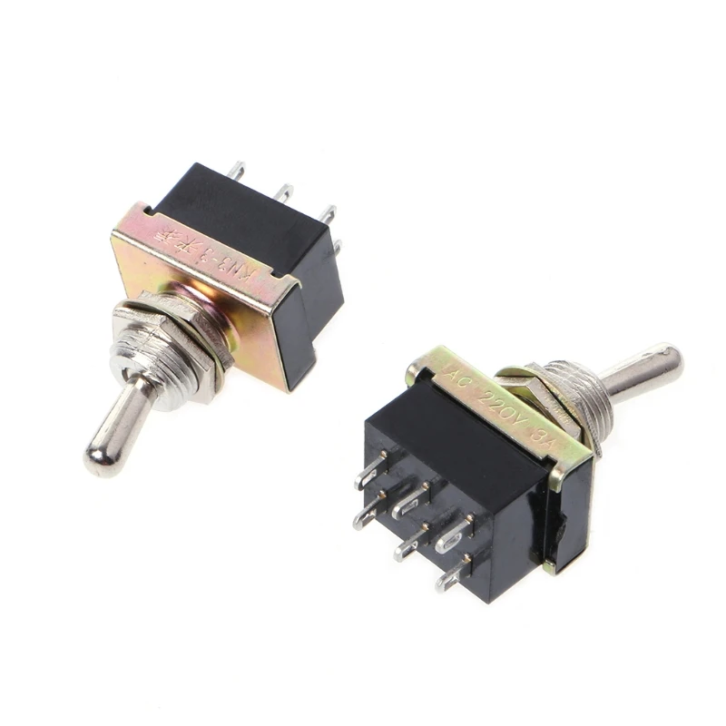 

New and Durable 5Pcs KN3-3 Toggle Switch SPST ON - ON 2 Position 6 Pin AC 220V 3A 12mm