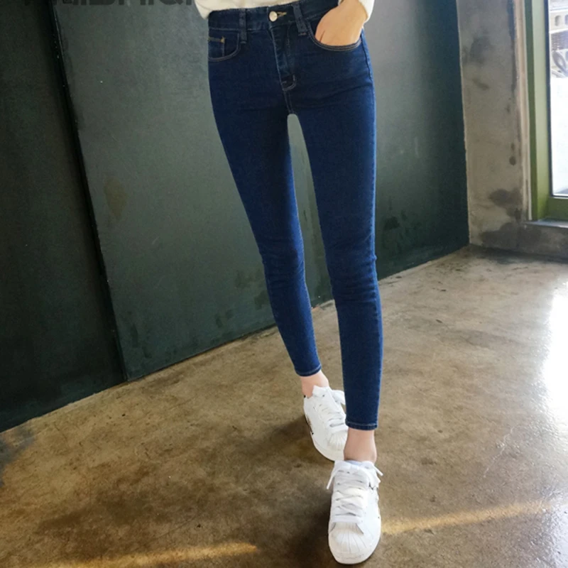 Slim Jeans Skinny High Waist Jeans Woman Blue Denim Pencil Pants Stretch Waist Women Jeans Pants For Women