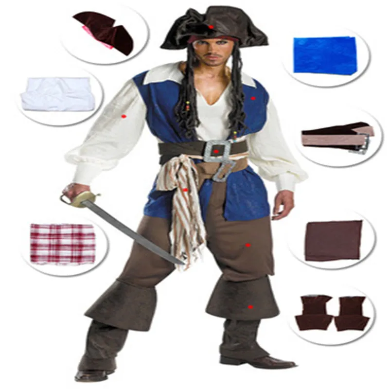 

Adult Halloween Jack Sparrow Cosplay Costume Jacket/Coat Costume Carnival Pirates Of The Caribbean Cosplay Costume